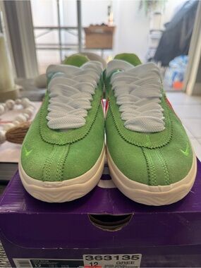 Nike Green  Suede Sneakers with White Laces